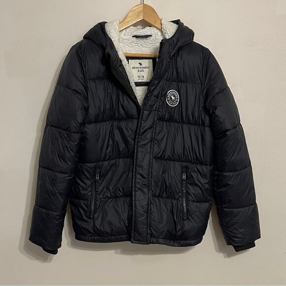 Abercrombie & Fitch Kids Sherpa Puffer Jacket Black Size 13/14
